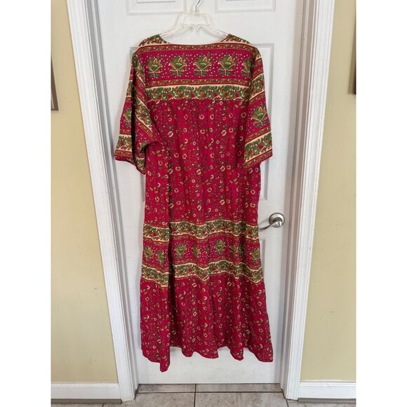 The Vermont Country Store Red Floral Ankle Length Cotton Muumuu Plus Size 3X - Picture 10 of 10